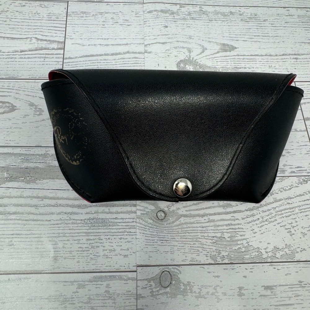 Ray Ban Sunglasses‎ Case Black Leather Snap Closure Hard Shell